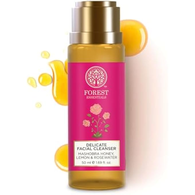 Forest Essentials TRAVEL SIZE DELICATE FACIAL CLEANSER MASHOBRA HONEY, LEMON & ROSEWATER 50ML (FACE WASH) - Image 1